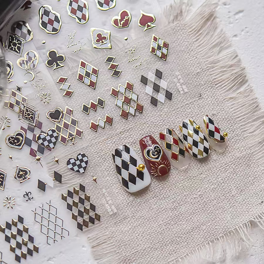 DIY checkerboard nail stickers