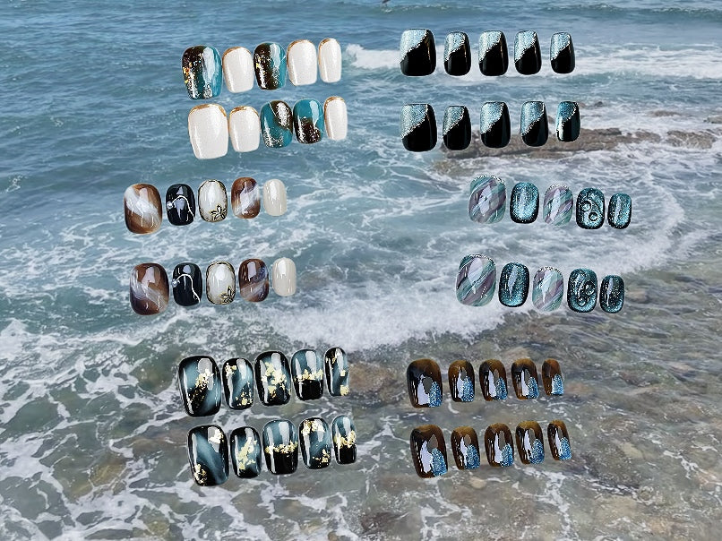 marine-inspired collection press-on nails
