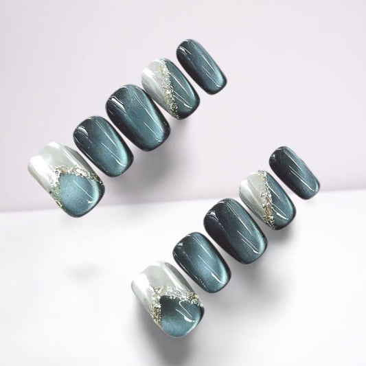 Sparkly Silver And Blue/Cat Eye