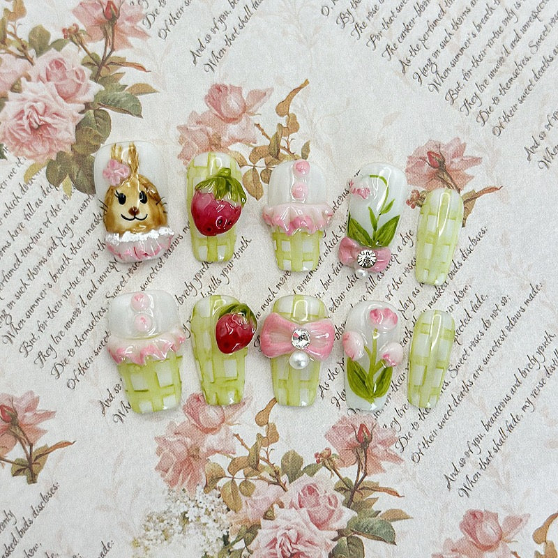 lovely rabbit in pink flowers