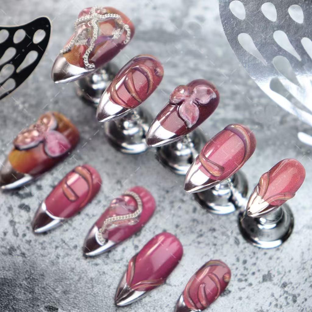 Blooming 3d pink flowers Chrome