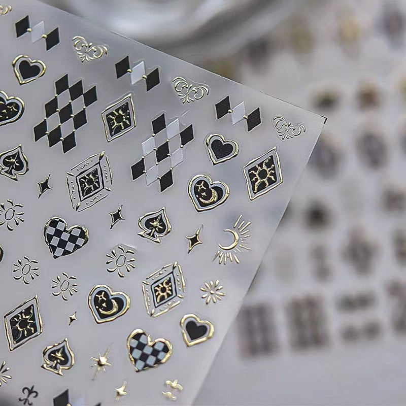 DIY black and white checkerboard nail stickers