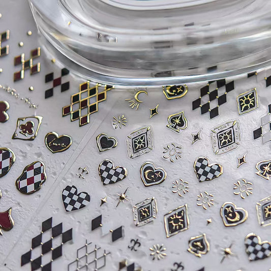 DIY black and white checkerboard nail stickers