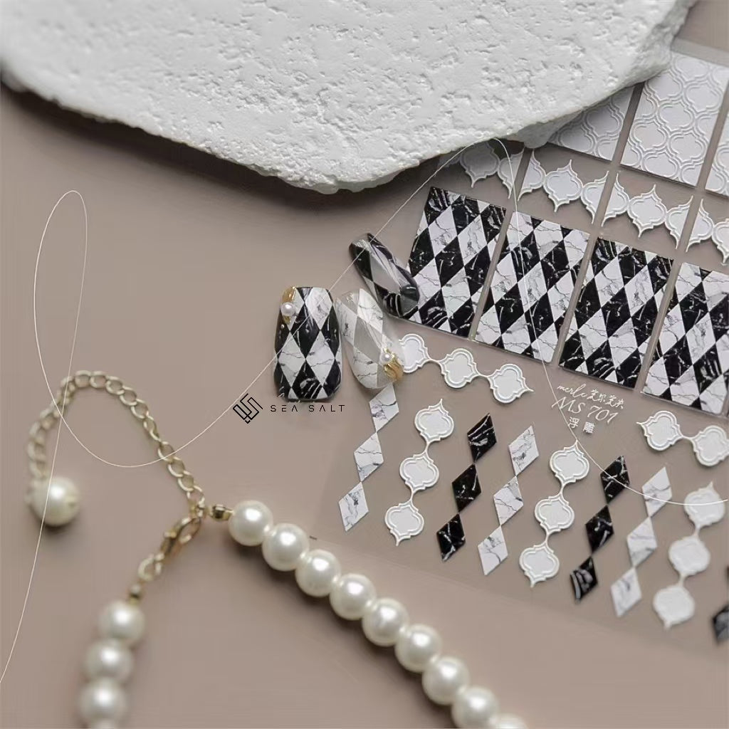 Marble mottled checkerboard pattern