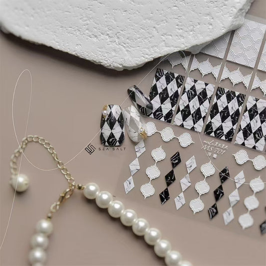 Marble mottled checkerboard pattern
