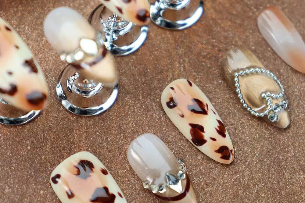 Leopard print and heart rhinestones