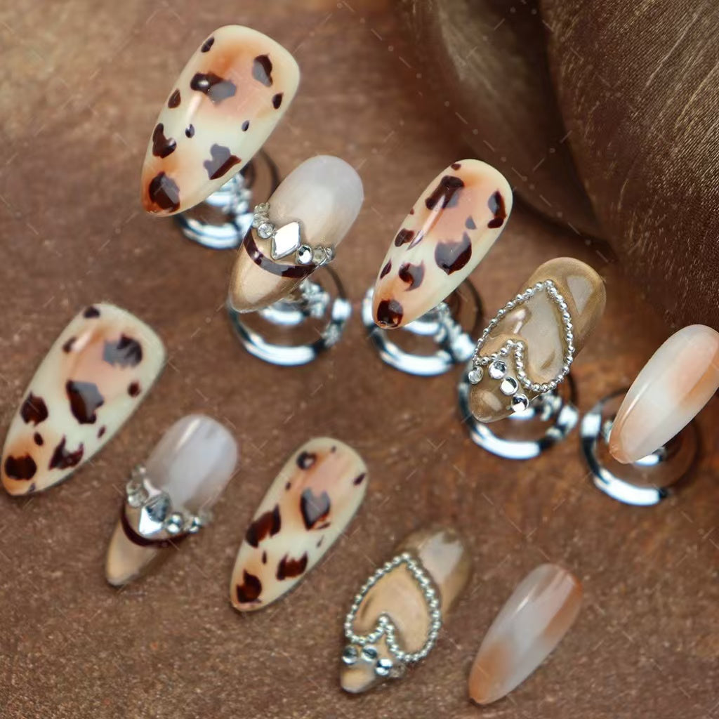 Leopard print and heart rhinestones