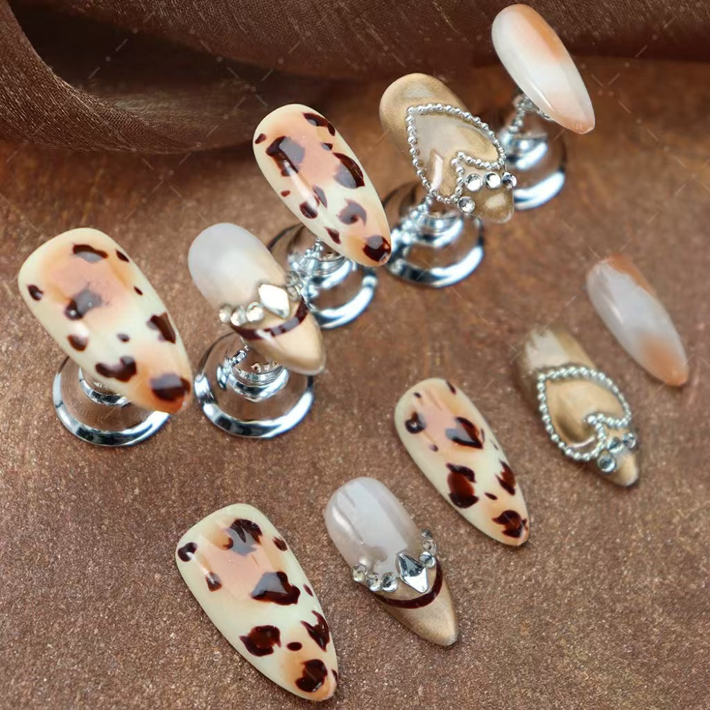 Leopard print and heart rhinestones