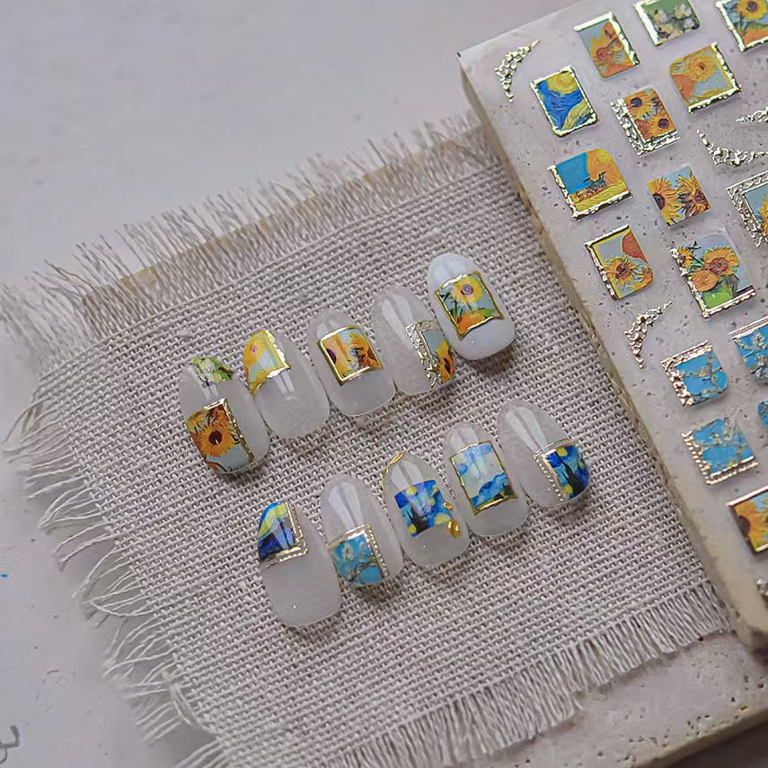 Van Gogh’s Sunflower oil painting nail