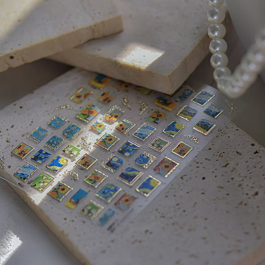 Van Gogh’s Sunflower oil painting nail sticker