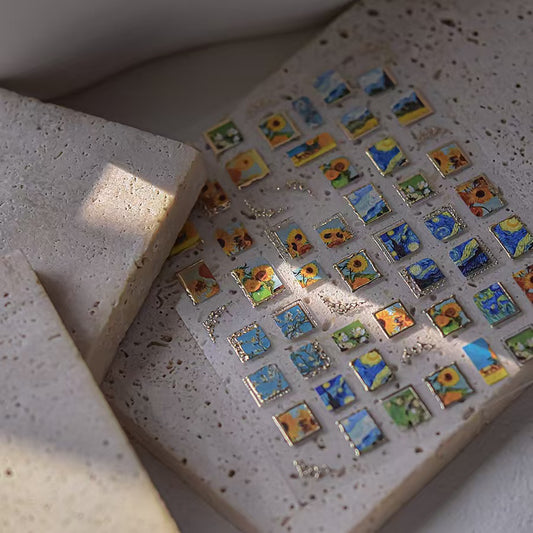 Van Gogh’s Sunflower oil painting nail stickers